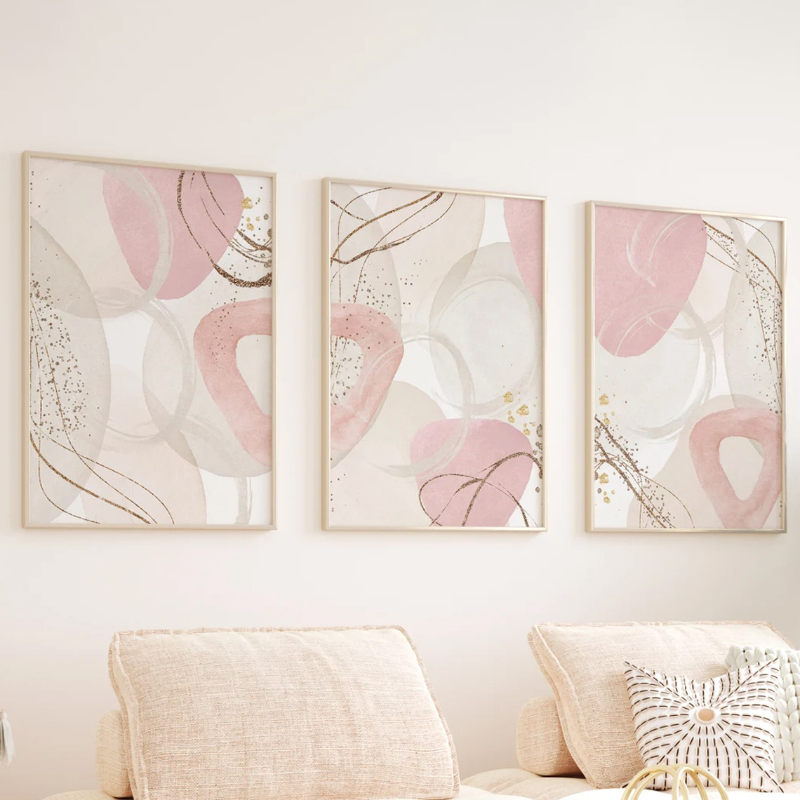 Photography Course - 3pcs Set Wall Art Pink Canvas