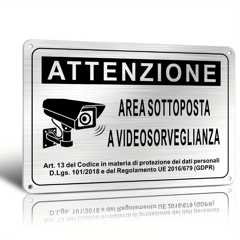Photography Videography - Italian Security Sign 20X30cm – Aluminum
