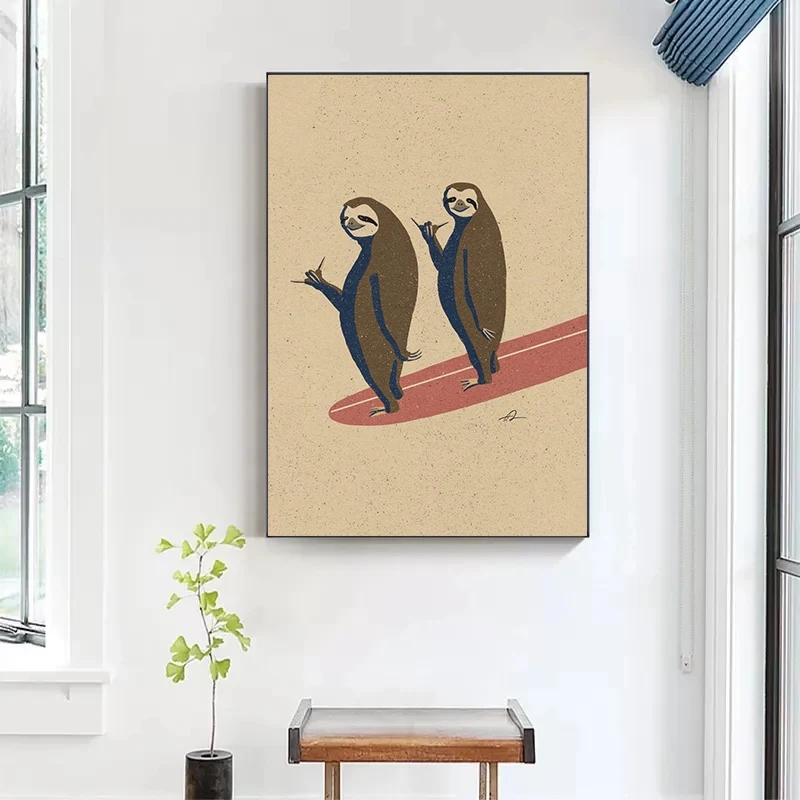 Vintage Cartoon Surfing Animal - Photography Duck 评论和价格