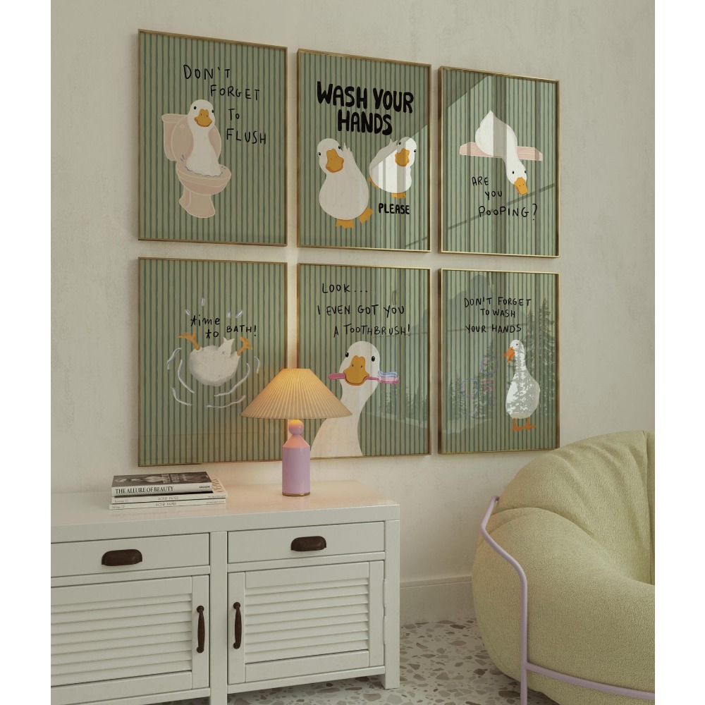 Frameless Bathroom Wall Art,Gr - Photography Duck 评论和价格