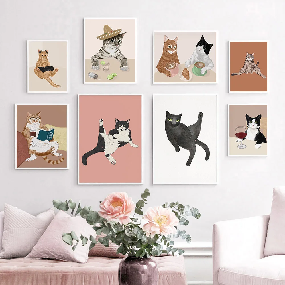 Funny Wine Black Cat Wall Art  - Photography Duck 评论和价格