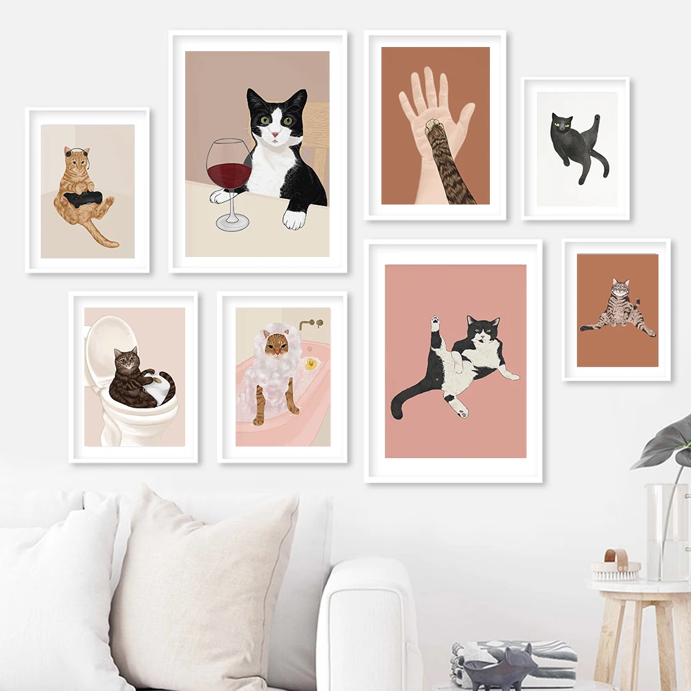 Funny Wine Black Cat Wall Art  - Photography Duck 评论和价格