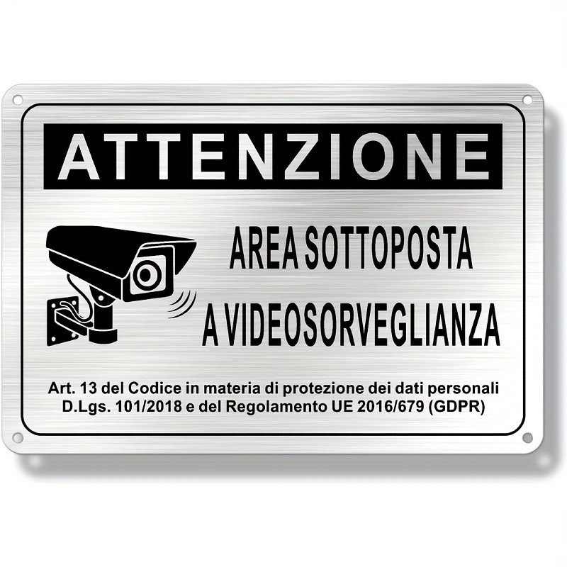 Italian Security Sign 20X30cm  - Photography Videography 评论和价格